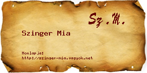Szinger Mia névjegykártya